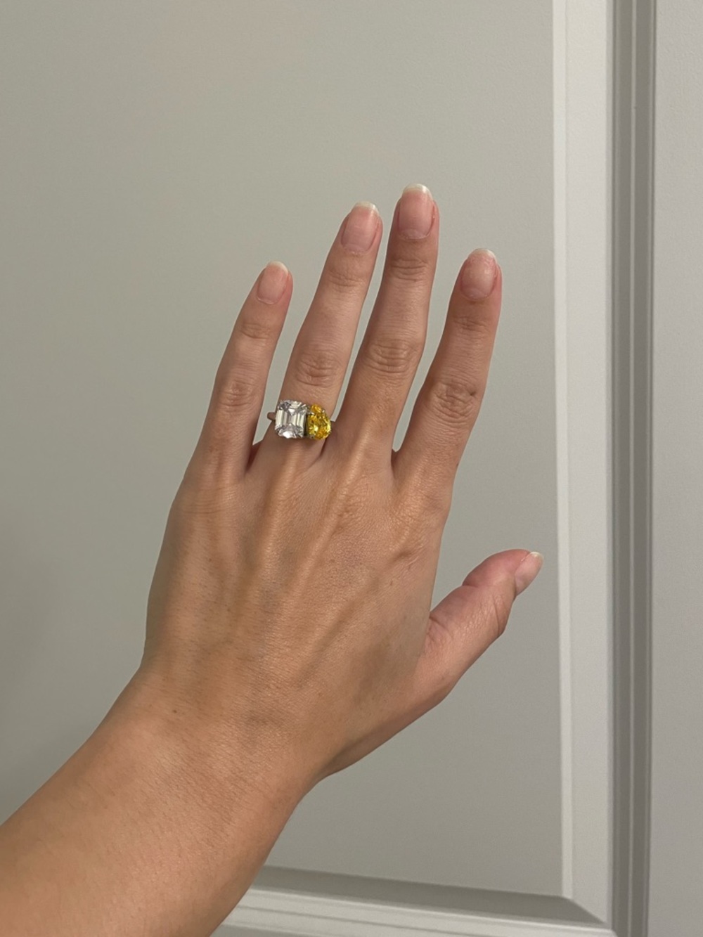 Baby Gold Yellow and Clear Gemstone Statement Ring